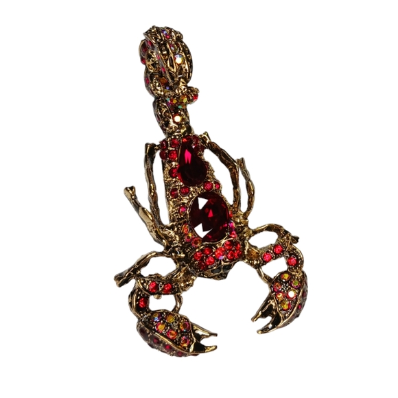 Scorpion Crystal Rhinestone Bling Articulated Stinger Brooch Pendant - Picture 7 of 15